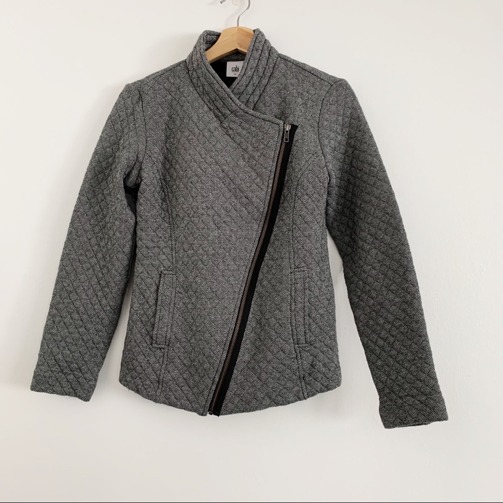 Cabi Quilted Herringbone Moto Jacket X-Small